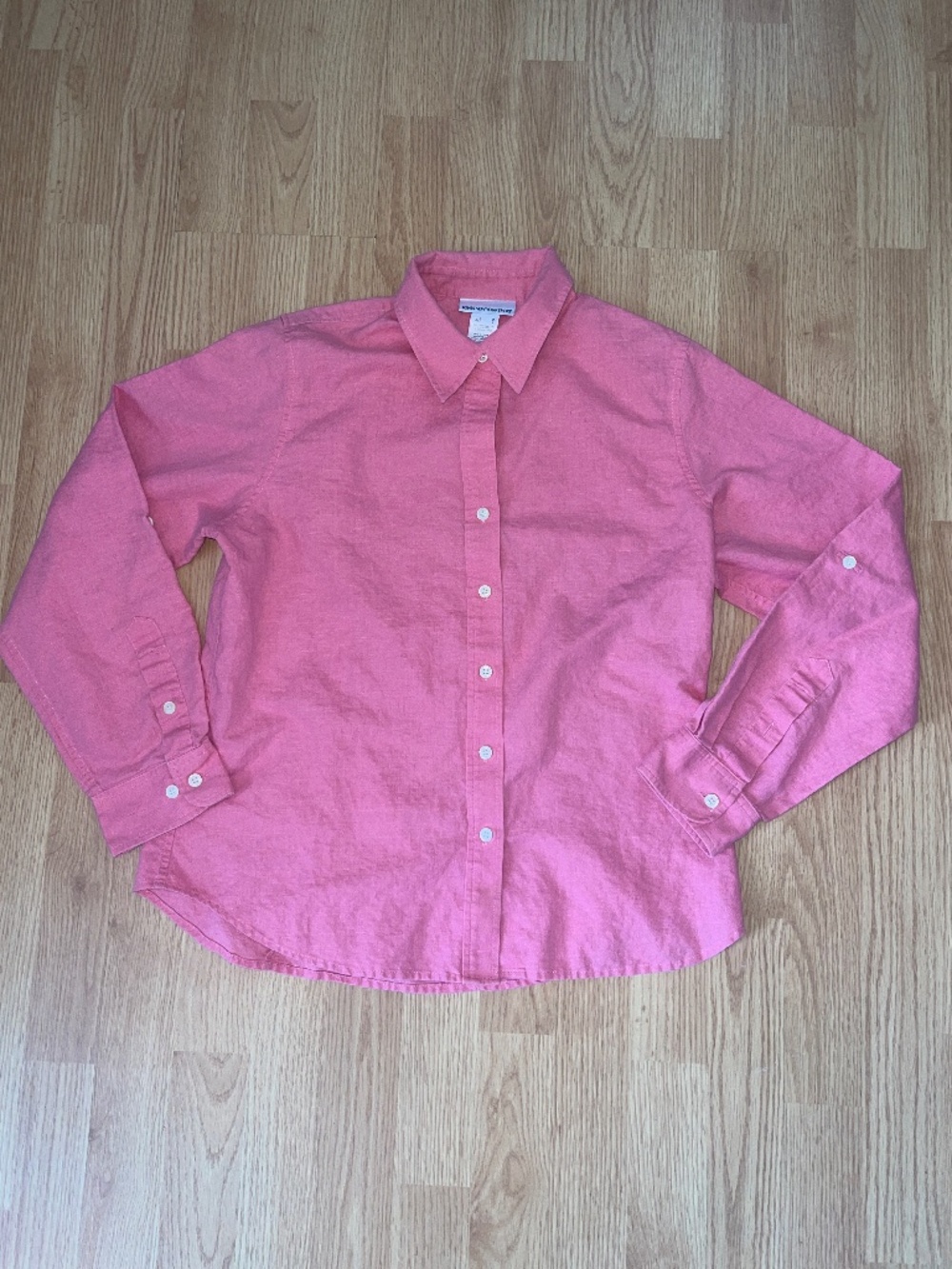 Jones New York Sport Pink Linen Blend Long Sleeve Button Up Shirt Top Size Med